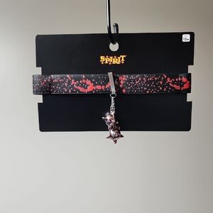 Black and Red Splatter Choker with Charm
